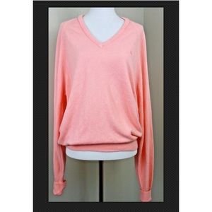 Vtg Christian Dior V Neck Sweater XL Pink
